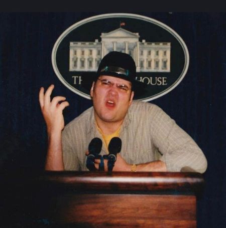 John Popper posed for a picture with a funny face